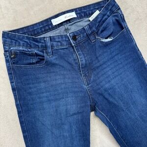 KanCan Jeans Womens 5/26 Petite Mid Rise Dark Wash Blue Denim Stretch Inseam 30"